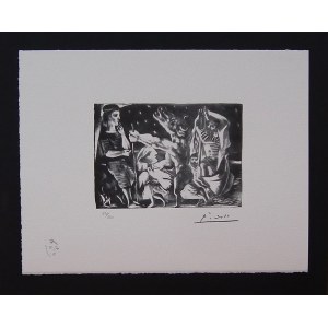Pablo PICASSO (1881 - 1973) Stary minotaur prowadzony przez małą dziewczynkę z gołębiem