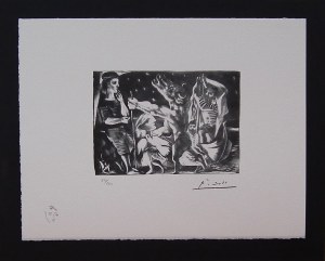 Pablo PICASSO (1881 - 1973) Stary minotaur prowadzony przez małą dziewczynkę z gołębiem