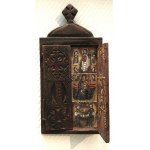 Triptyque folklorique de la crucifixion du Christ, 18/19e s.