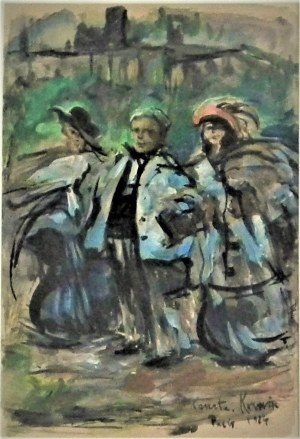 Konstantin A.Korovin(1861Moskwa-1939Paryż),Portret Fiodora Szalapina z dwoma kobietami,1924