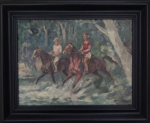 Mieczysław Wątorski(1903Kraków-1979tamże),Przejażdżka konna(Beata i Krzysztof Tyszkiewiczowie)1958