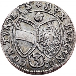 Archduke Ferdinand Charles, 3 Kreuzer 1643, Hall