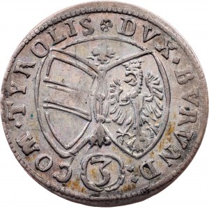 Archduke Ferdinand Charles, 3 Kreuzer 1648, Hall