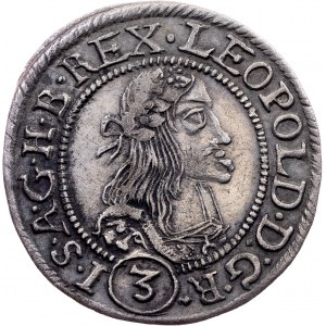 Leopold I., 3 Kreuzer 1665, KB, Kremnitz