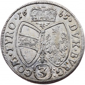 Archduke Sigismund Franz, 3 Kreuzer 1665, Hall