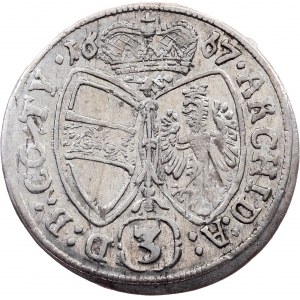 Leopold I., 3 Kreuzer 1667, Hall