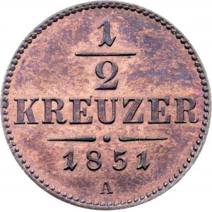 Franz Joseph I., 1/2 Kreuzer 1851, A, Vienna