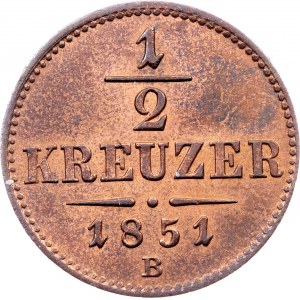 Franz Joseph I., 1/2 Kreuzer 1851, B, Kremnitz