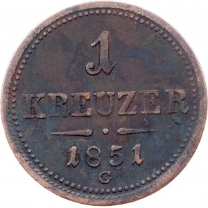 Franz Joseph I., 1 Kreuzer 1851, G, Günzburg