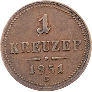 Franz Joseph I., 1 Kreuzer 1851, G, Günzburg
