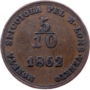 Franz Joseph I., 5/10 Soldo 1862, A, Vienna