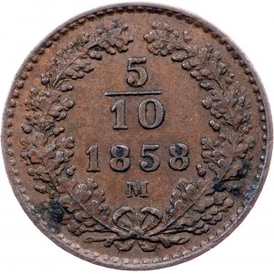 Franz Joseph I., 5/10 Kreuzer 1858, M, Milan