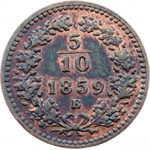 Franz Joseph I., 5/10 Kreuzer 1859, B, Kremnitz