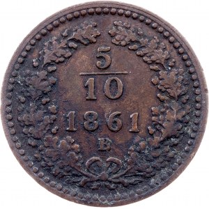 Franz Joseph I., 5/10 Kreuzer 1861, B, Kremnitz