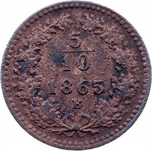 Franz Joseph I., 5/10 Kreuzer 1865, B, Kremnitz