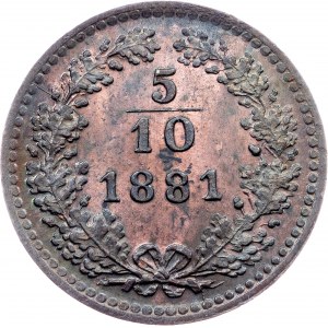Franz Joseph I., 5/10 Kreuzer 1881, Vienna