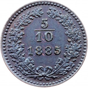 Franz Joseph I., 5/10 Kreuzer 1885, Vienna