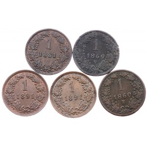 Franz Joseph I., 1 Kreuzer 1860-1891, A, V, E
