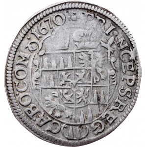 Charles II. of Liechtenstein-Kastelkorn, 3 Kreuzer 1670, Kremsier