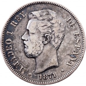 Spain, 5 Pesetas 1871, SDM, Madrid