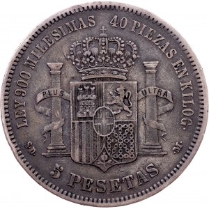 Spain, 5 Pesetas 1871, SDM, Madrid