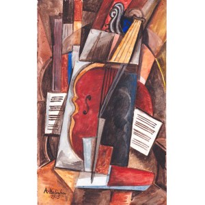 Alicja HALICKA (1894-1975), Kubistické zátiší se strunným nástrojem; 1915
