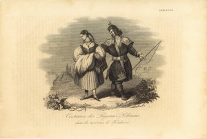Émile ROUARGUE (1796 - 1865), Costumes de Paysans Polonais dans les environs de Krakovie; 1835/1836 (tłum. Polskie stroje chłopskie z okolic Krakowa)