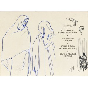Ludwik MACIĄG (1920-2007), Rozhovor a skica muže v klobouku na koni