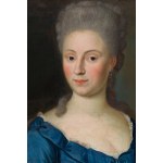 Auteur inconnu (XVIIIe siècle), Portrait d'une dame en robe bleue avec une couronne de fleurs