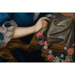 Auteur inconnu (XVIIIe siècle), Portrait d'une dame en robe bleue avec une couronne de fleurs