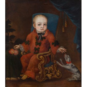 Autor nierozpoznany (XVIII w.), Portret szlacheckiego dziecka z psem