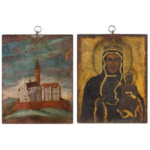 Polish painter, 17th century, Jasna Gora Monastery and Our Lady of Czestochowa (double-sided painting), 17th century.