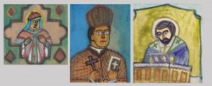 Nikifor KRYNICKI (1895-1968), Trzy popiersia duchownych we wspólnej oprawie