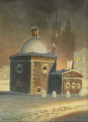 Stanisław FABIAŃSKI (1865-1947), Kościół św. Wojciecha w Krakowie nocą