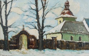 Józef CZAJKOWSKI (1872-1947), Motyw zimowy z kościołem