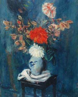 Zygmunt MENKES (1896-1986), Martwa natura z kwiatami i taboretem, 1927