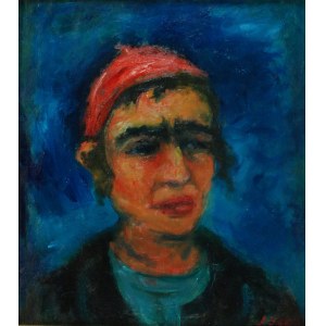 Jakub ZUCKER (1900-1981), Portret chłopaka w czerwonej czapce