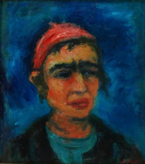 Jakub ZUCKER (1900-1981), Portret chłopaka w czerwonej czapce