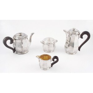 Tétard Freres (założona w 1880 roku), Komplet do kawy i herbaty art déco składający się z dzbanka do kawy, imbryka do herbaty, mlecznika i cukiernicy