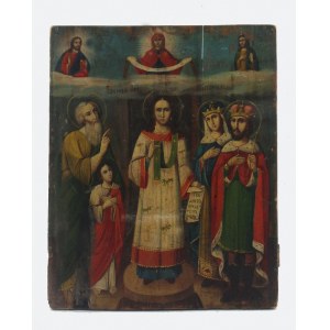 Ikona - Matka Boska Orędowniczka - Pokrow i św. Roman Pieśniarz