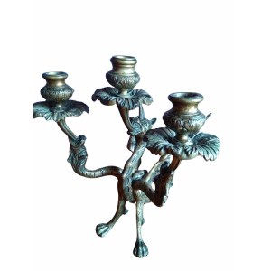 Kerzenleuchter - Bronze - dreiköpfiger Drache - 2. Hälfte des 19.