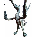 Kerzenleuchter - Bronze - dreiköpfiger Drache - 2. Hälfte des 19.