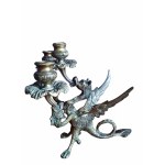 Kerzenleuchter - Bronze - dreiköpfiger Drache - 2. Hälfte des 19.