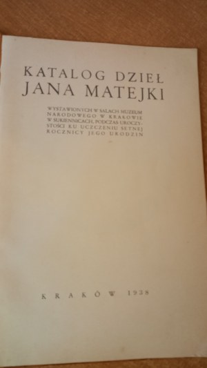 Catalog of works by Jan Matejko . 1938 r.