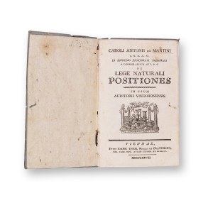 MARTINI, Carlo Antonio (1726-1800): Lege Naturali Positiones