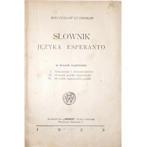 Guterman M., SŁOWNIK JĘZYKA ESPERANTO, 1932