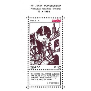 Timbre : Révérend Jerzy Popieluszko. Premier anniversaire du décès 19 X 1984