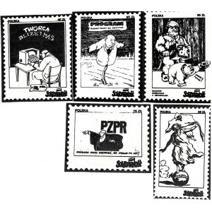 Satz von fünf Briefmarken