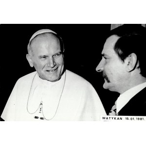 Fotografia Jána Pavla II. s Lechom Wałęsom, Vatikán, 1981