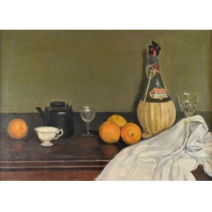 Juliusz KRAJEWSKI (1905-1992), Still life with a bottle of Chianti